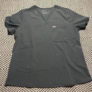 FIGS Catarina Scrub Top Women’s XL Gray Technical Collection Medical Uniform